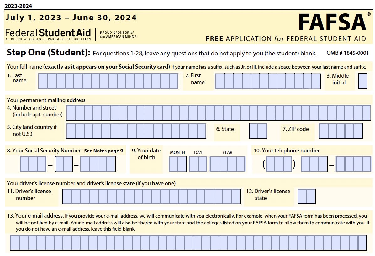 Free Printable Fafsa Form Printable Form Templates And Letter